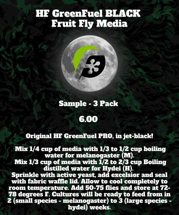 Sample Pack - HF GreenFuel BLACK Premium Fruit Fly Media